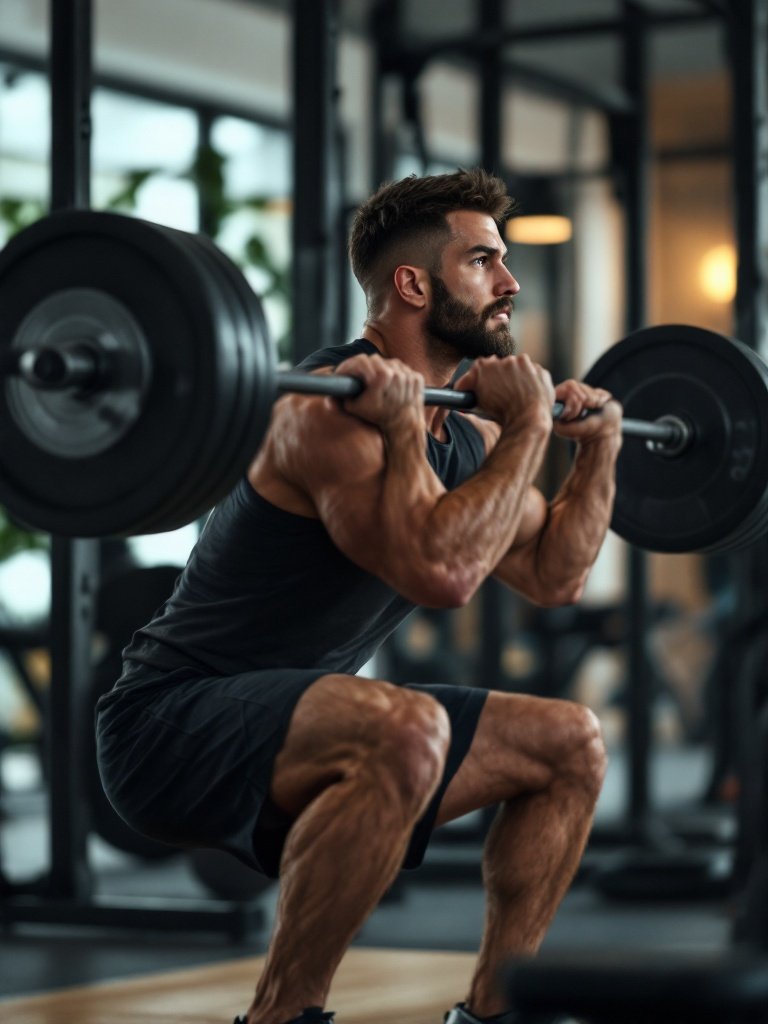 Athlete performing barbell squat